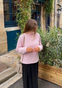 ZARA imported Chic Pink Checkered Knit Sweater
