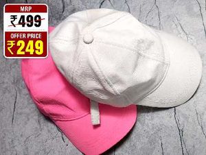 Stylish White & Pink Caps pack of 2