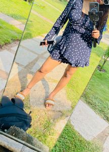 Chic Navy Polka Dot Mini Dress