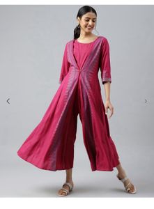 Elegant Pink Ethnic Maxi Dress