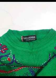 Green Floral Knit Top