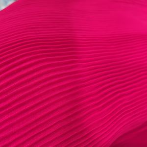 pink pleated saree With Blouse