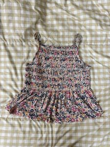 Boho Floral Smocked Peplum Tank Top