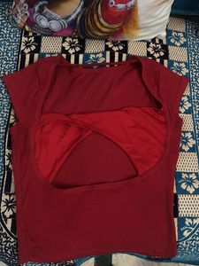 Ribbed Maroon Cropped Top