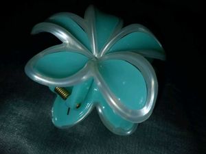 💠Tealblue+white-silver border Flower Hair Claw
