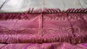 Brand New Grey Silk Saree with Maroon Border