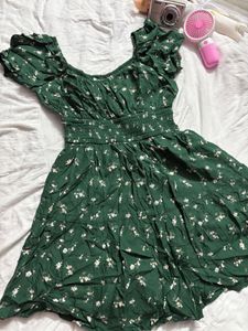 Green Floral Mini Dress