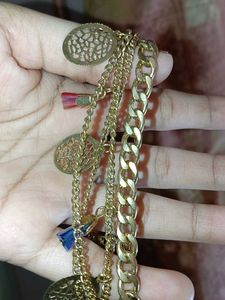 Chunky Gold Chain Bracelet with Charms