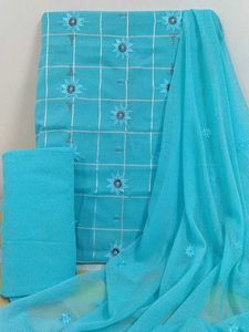 Elegant Blue Kurta Set l Unstitched