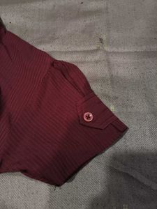 Fitted Maroon Button-Down Shirt