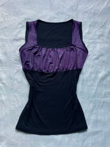 Purple &amp; Black Ruched Tank Top