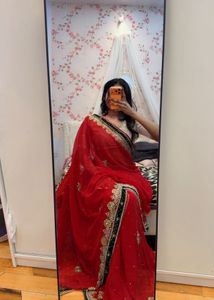 Red Embellished saree