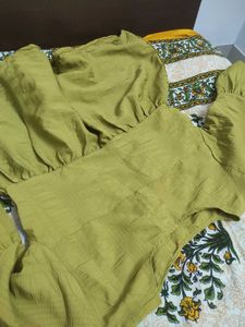 Chic Olive Green Textured Top