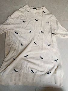 Ivory Sweater with Dragonfly Embroidery