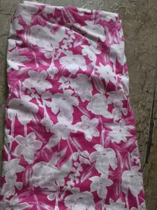 Pink Floral Print Fabric Piece