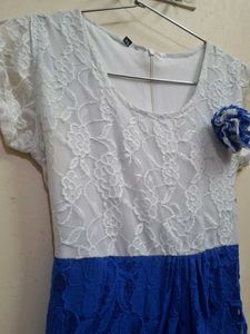 White & Blue Lace Dress