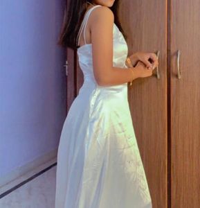 Elegant White Slip Dress with High Slit