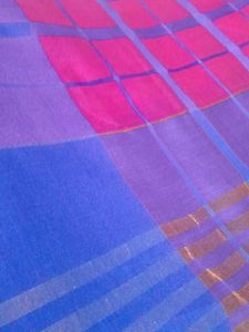 Vibrant Pink &amp; Purple Checkered Saree