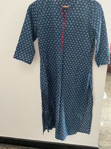 Blue Cotton Kurta For Women
