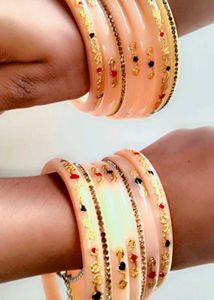 Brand New Elegant Rajasthani Peach Chuda Set |