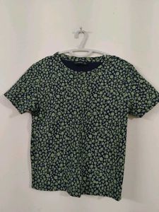 Floral Print Navy Blue fitted Top