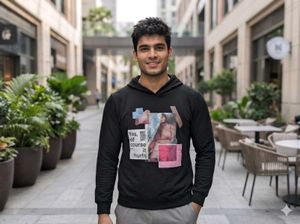 Black Graphic Print Hoodie