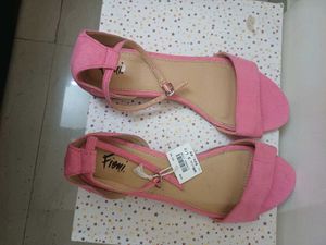 Pink Suede Flat Sandals
