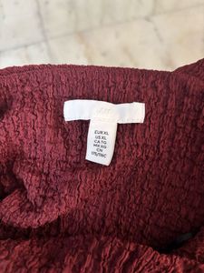 Maroon Textured crop top with Gold Ring Detail