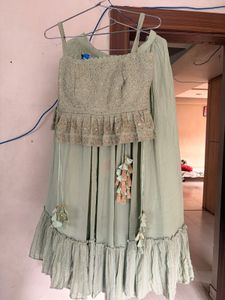 Indowester Green lehenga set