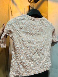 Cute Floral Print Peach Top