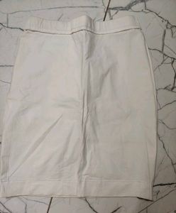 White Elastic Waist pencil Skirt
