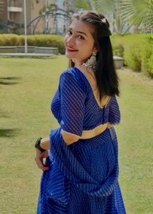 Elegant Blue Striped Dress