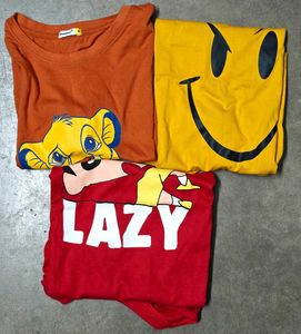 Bewakoof Cute Cartoon Graphic T-Shirts Bundle of 3