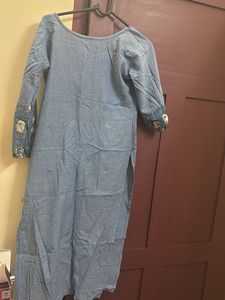 Unique Blue Printed Cotton Kurta