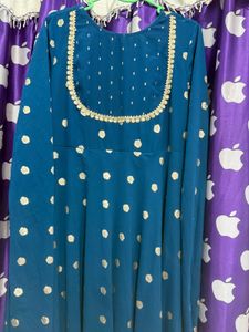 Elegant Teal Polka Dot Anarkali Suit