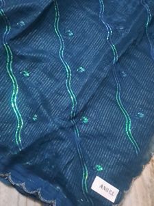 Elegant Blue Sequin Saree