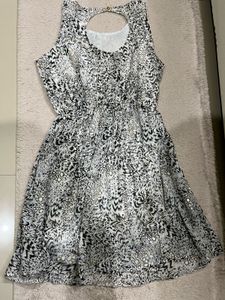 Stylish Black &amp; White Printed Dress