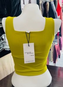 Yellow Sleeveless Crop Top