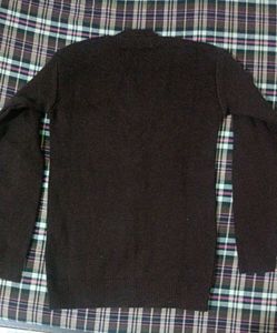 brown v neck school sweater