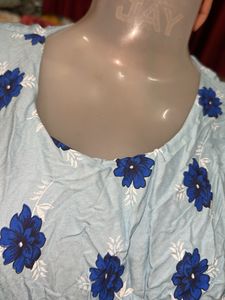 Blue Floral Ruffled Top