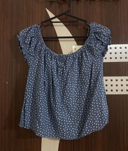 Blue crop babydoll Top💙