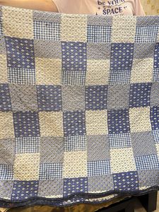 Blue & White Patchwork bedsheet reversible