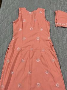 Peach Embroidered Kurta Set
