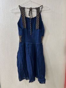 Boho Navy Blue Mini Dress