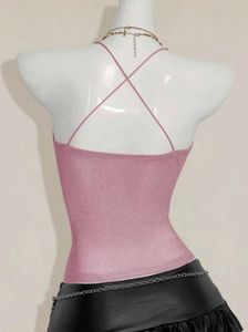 Sparkly Pink Halter Neck Top