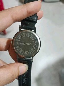 Classic Black Leather Strap Watch