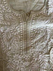 sage green Embroidered chikankari Kurta