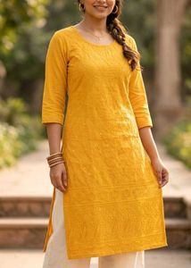Yellow Chikankari Kurta