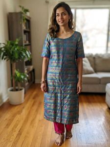 Elegant Brocade Kurta with Floral Print