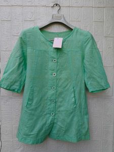 New with tag Korean Casual Green Button-Up Top